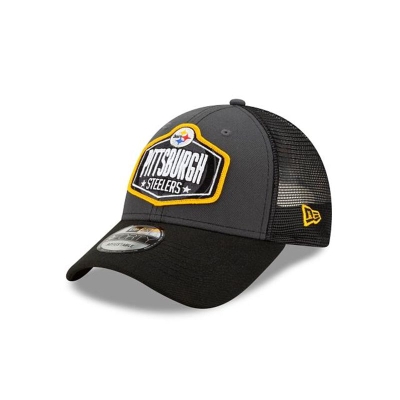 Grey Pittsburgh Steelers Hat - New Era NFL NFL Draft 9FORTY Adjustable Caps USA9016372